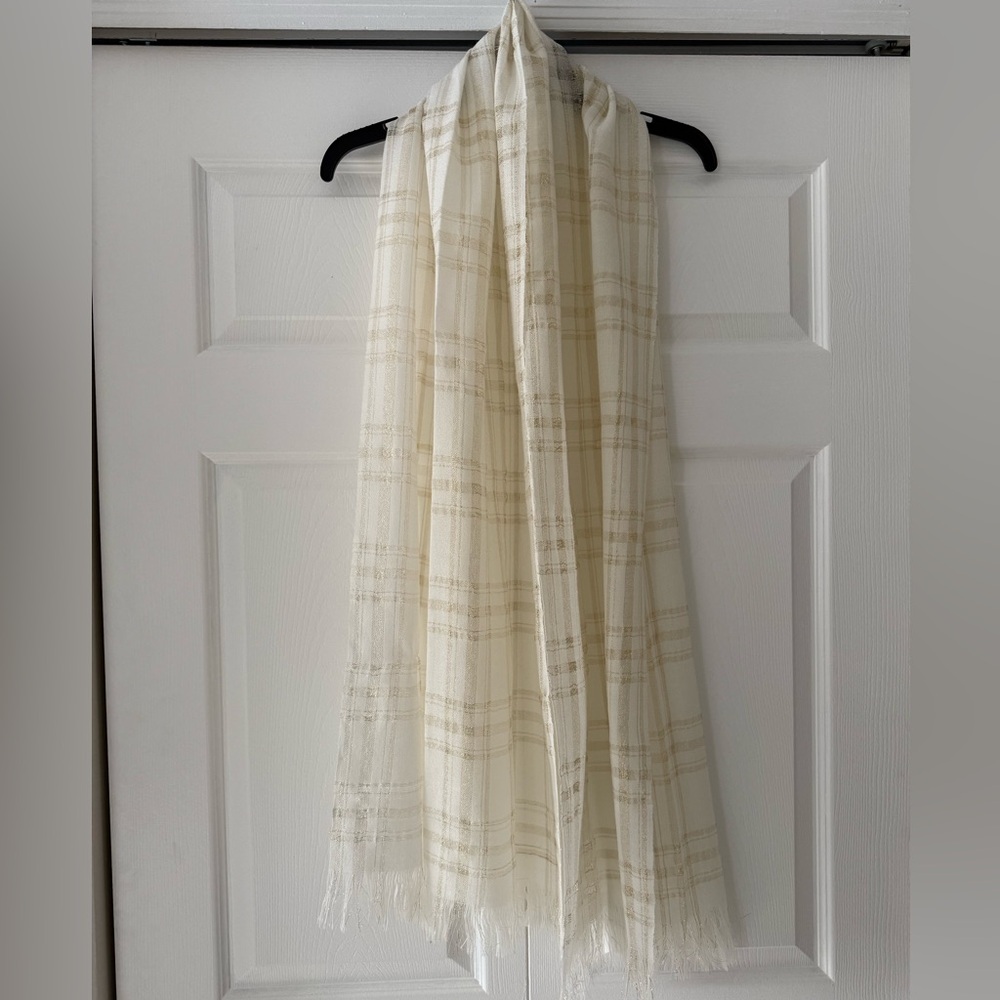 Lauren Ralph Lauren Cream Gold Plaid Scarf